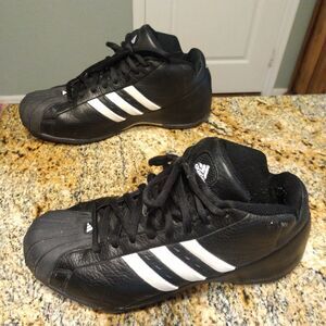 RARE 2003 Adidas Core Black Mens US 9.5 Retro Basketball Sneakers Lace Up 041487